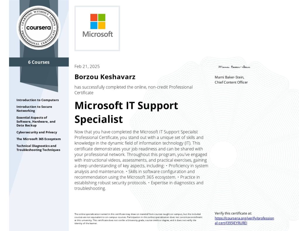 Microsoft It Support Specialist